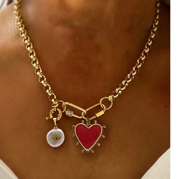 BellanBlue Jewelry - Luxe Gold Tone Heart Evil eye Chain Necklace